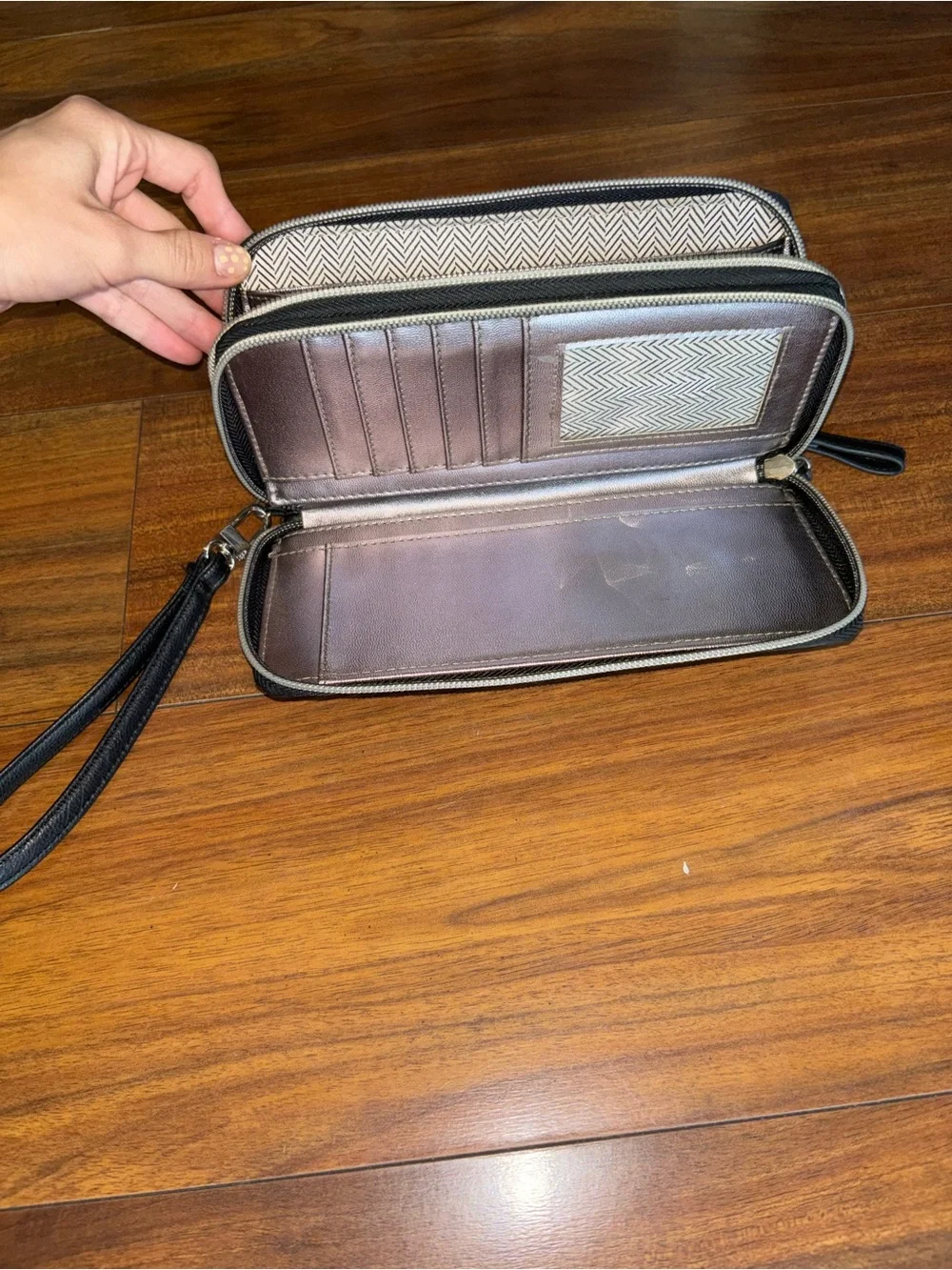 Steve Madden Black Studded Zip Wallet Wristlet
